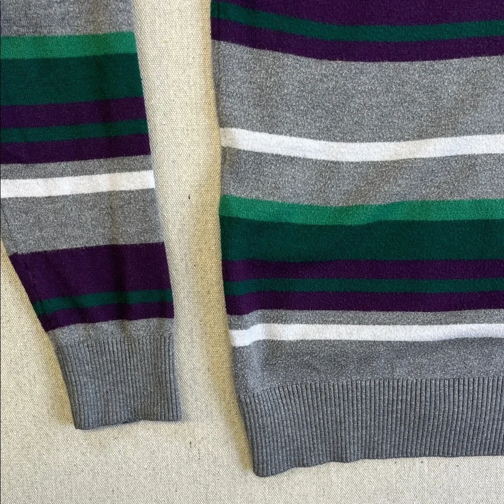 Free Assembly Striped Crewneck Sweater Gray Green Purple Size Small